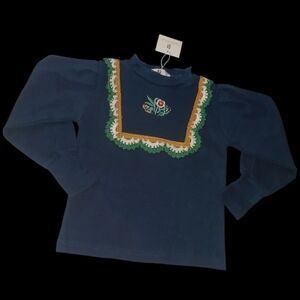 Navy Blue Kids Shirt with Embroidered Design